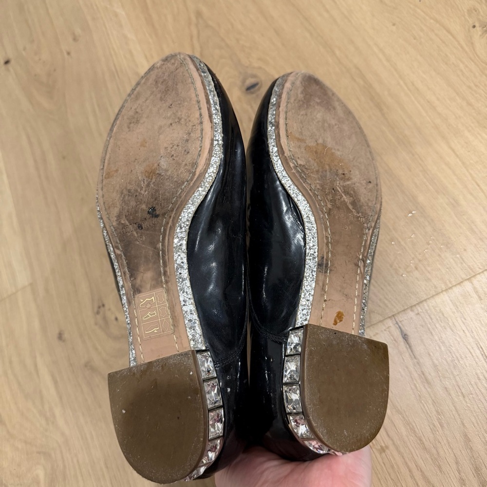 Miu Miu Black Patent Leather Flats with Crystal Heel - Picture 6 of 8